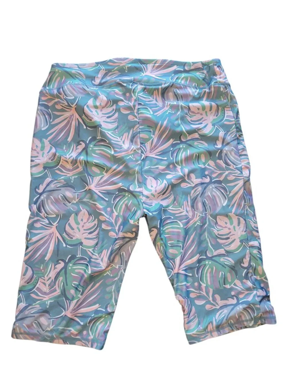 UV Skinz NWT Pastel Leaf Print Bermuda Swim Shorts Women's Size 3XL
